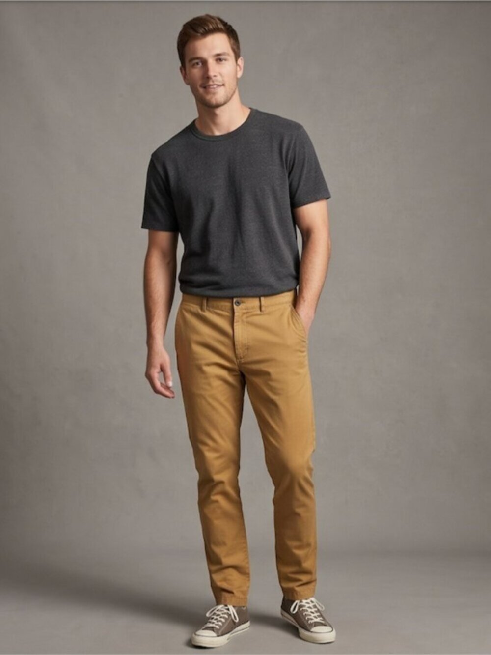Club Monaco Connor Modern Slim Fit Chinos in Warm Ochre / Camel Tan